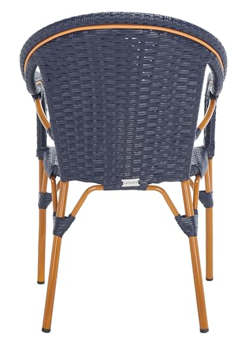 SAFAVIEH Outdoor Collection California Bistro Navy 36-inch Seat Height Armchair Set of 2 (Fully Assembled)