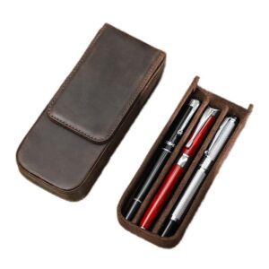 3/12 leather pen case pack handmade drawer style detachable magnetic pen case (3 brown)…