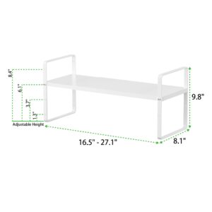 SOFRON Expandable Cabinet Storage Shelf Stackable Organizer Rack for Kitchen Bathroom Pantry Spice Cupboard Countertop Home Office Desk Heavy Duty Nonslip White Small 1 Pack