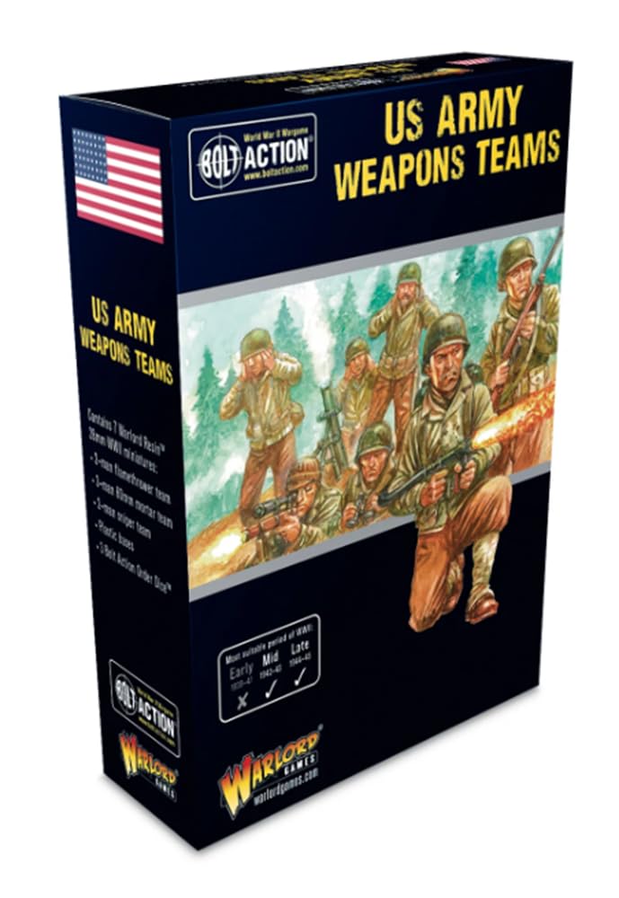 Warlord Games Bolt Action WWII US Army Weapons Teams Figures 1:56 Military Table Top Wargaming Plastic Model Kit 402213109