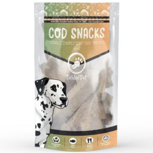 tickledpet cod snacks dog treats made from 100% cod for healthy coat, shine and bones