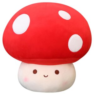 SNOWOLF Cute Mushroom Plush Toy 3D Soft Red Mushroom Plushie Pillow Kawaii Squishy Doll Stuffed Hugging Pillows Gift for Girls Kids Women Decor Christmas Valentines Party, 9.8inch