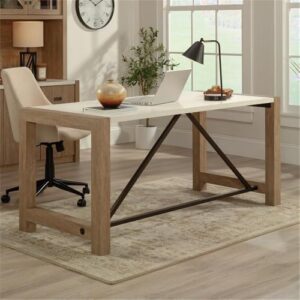 Sauder Dixon City Engineered Wood Executive Desk in Brushed Oak Finish