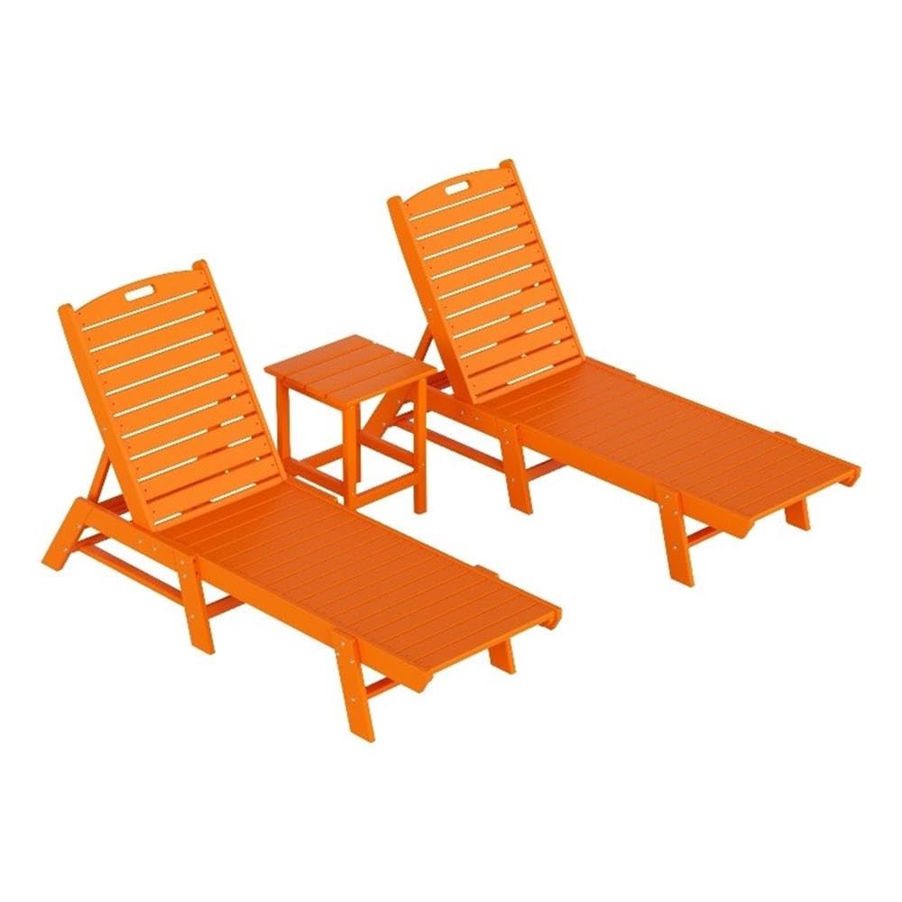 Paradise 3-Piece Set Adjustable Adirondack Chaise Lounges with Side Table