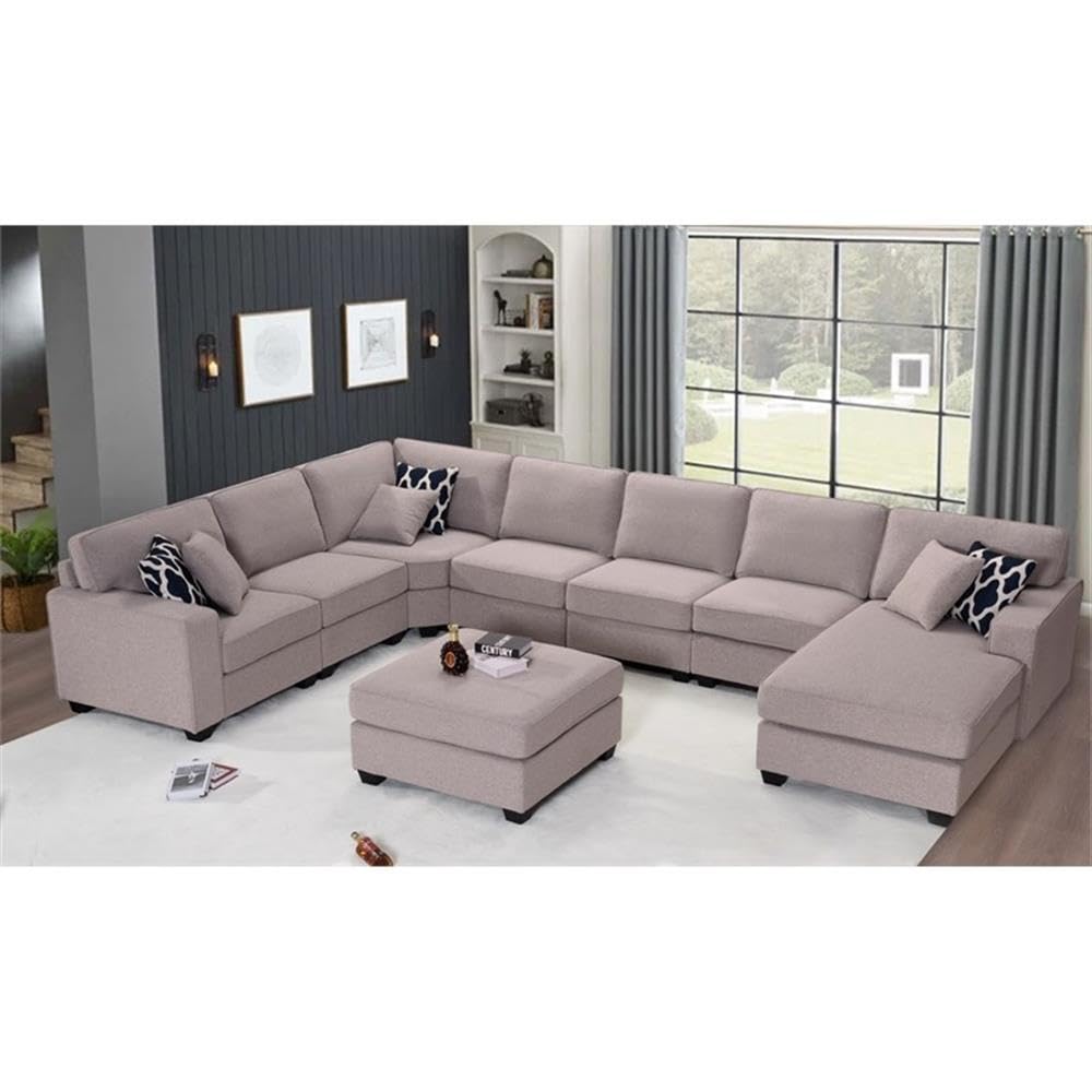 Legend Vansen Fabric Flexible Combination Module Reversible U Shaped Sofa for Living Room, Grey Sectional