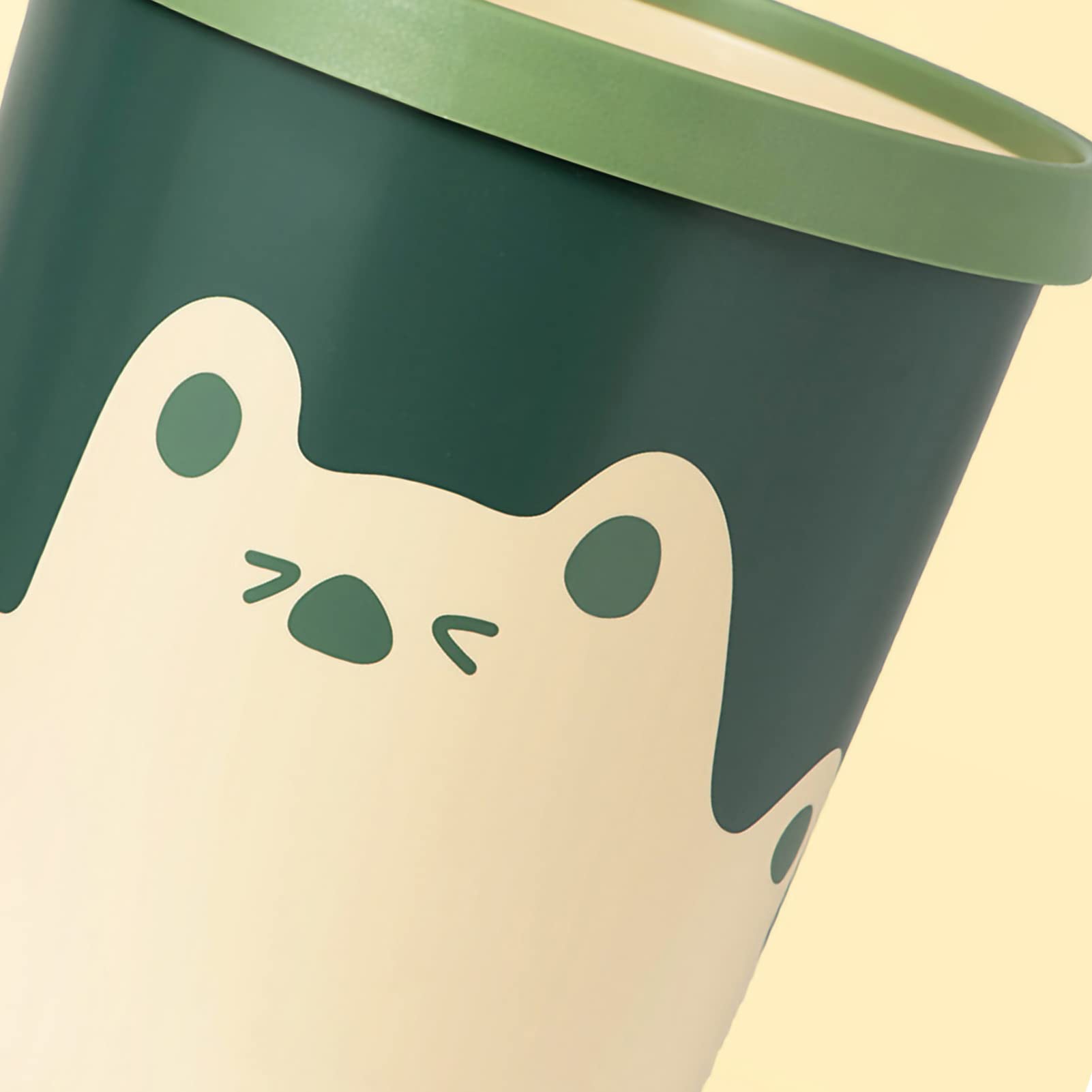 LIZEALUCKY Large Capacity Trash Can Wastebasket Recycle Bin, Cute Bear Pattern Trash Bins, Fits Under Desk and Small, Narrow Spaces in Commercial, Kitchen, Home Office and Dorm(Small Yellow)