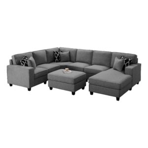 legend vansen fabric flexible combination module reversible u shaped sofa for living room, dark grey sectional