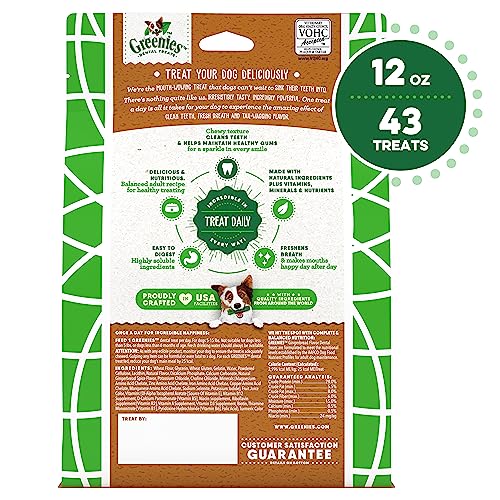 Greenies Gingerbread Flavor Teenie Size, Veterinarian-Recommended for Dental Care, Dog Treat Chews, Great Holiday Dog Stocking Stuffers, Limited Edition, 12 oz. Pack of 43