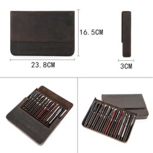 3/12 Leather Pen Case Pack Handmade Drawer Style Detachable Magnetic Pen Case (12 BROWN)…