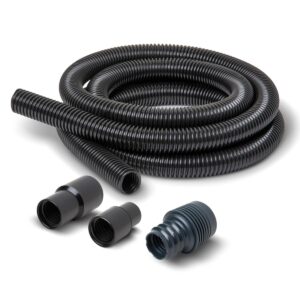 powertec 70356 10 ft. vacuum hose dust collection kit for woodworking power tools, wet/dry work shop vacuums, miter saw and table saw