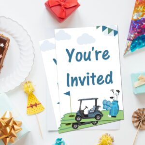 Soiceu Blue Golf 1st Birthday Party Invitations with Envelopes Set of 20 Par-Tee Golf First Birthday Invites Fill in Blank