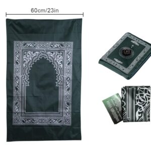 Abiyou 1 Piece Prayer Mat, Musilm Prayer Mat, Polyester Prayer Rug, Portable Travel Prayer Mat, Travel Prayer Rug with Compass, for Muslim Prayer, Ramadan(Green, 60CMx100CM)