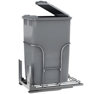 dwvo 50-quart pull-out trash can with lid single bins, sliding under mount kitchen pullout waste container trash can, gray