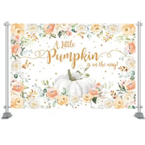 Mocsicka Fall Pumpkin Baby Shower Backdrop Autumn A Little Pumpkin is on The Way Party Decorations Boy Girl Neutral Welcome Baby Pumpkin Party Cake Table Banner (Orange, 8x6ft(96''x72''))