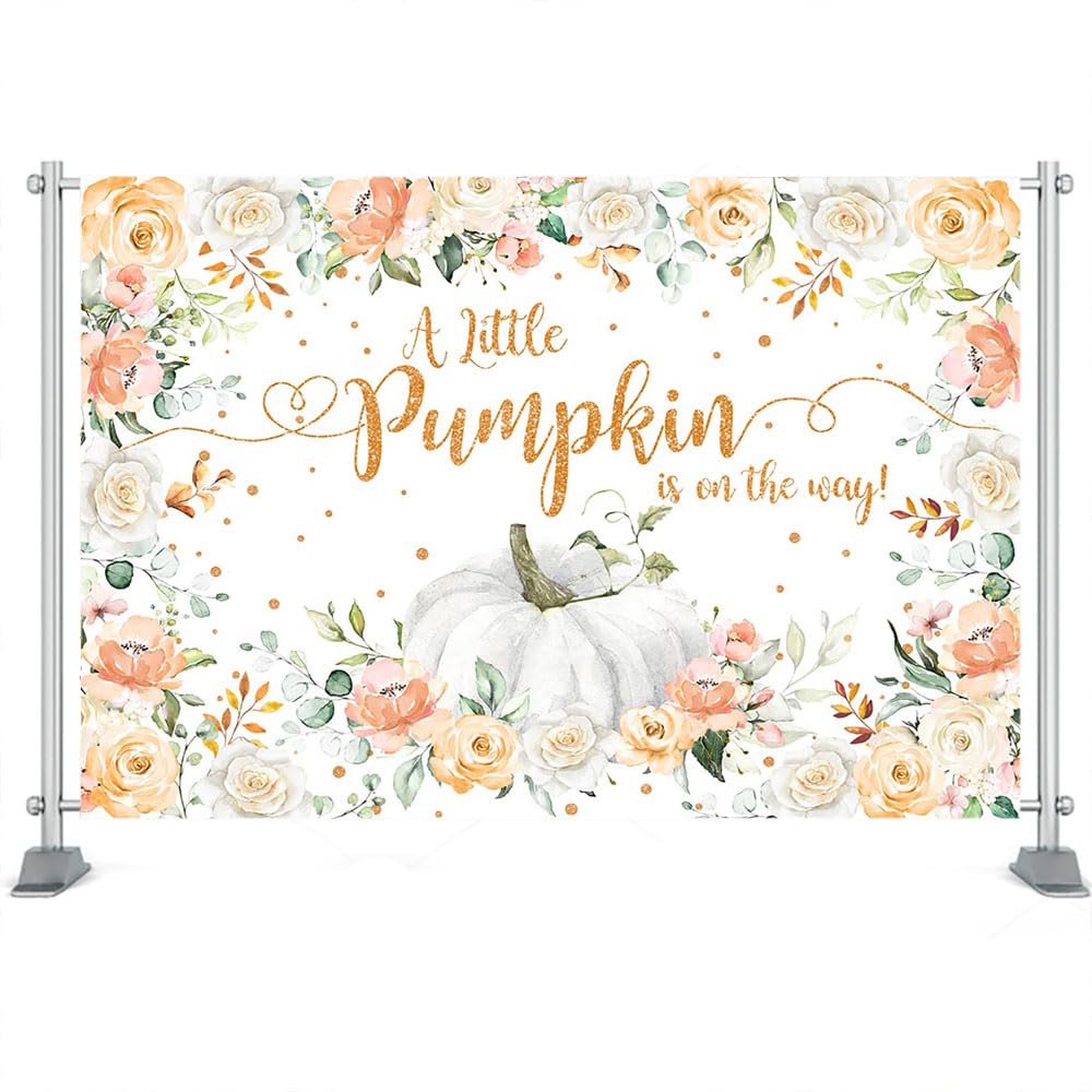 Mocsicka Fall Pumpkin Baby Shower Backdrop Autumn A Little Pumpkin is on The Way Party Decorations Boy Girl Neutral Welcome Baby Pumpkin Party Cake Table Banner (Orange, 8x6ft(96''x72''))