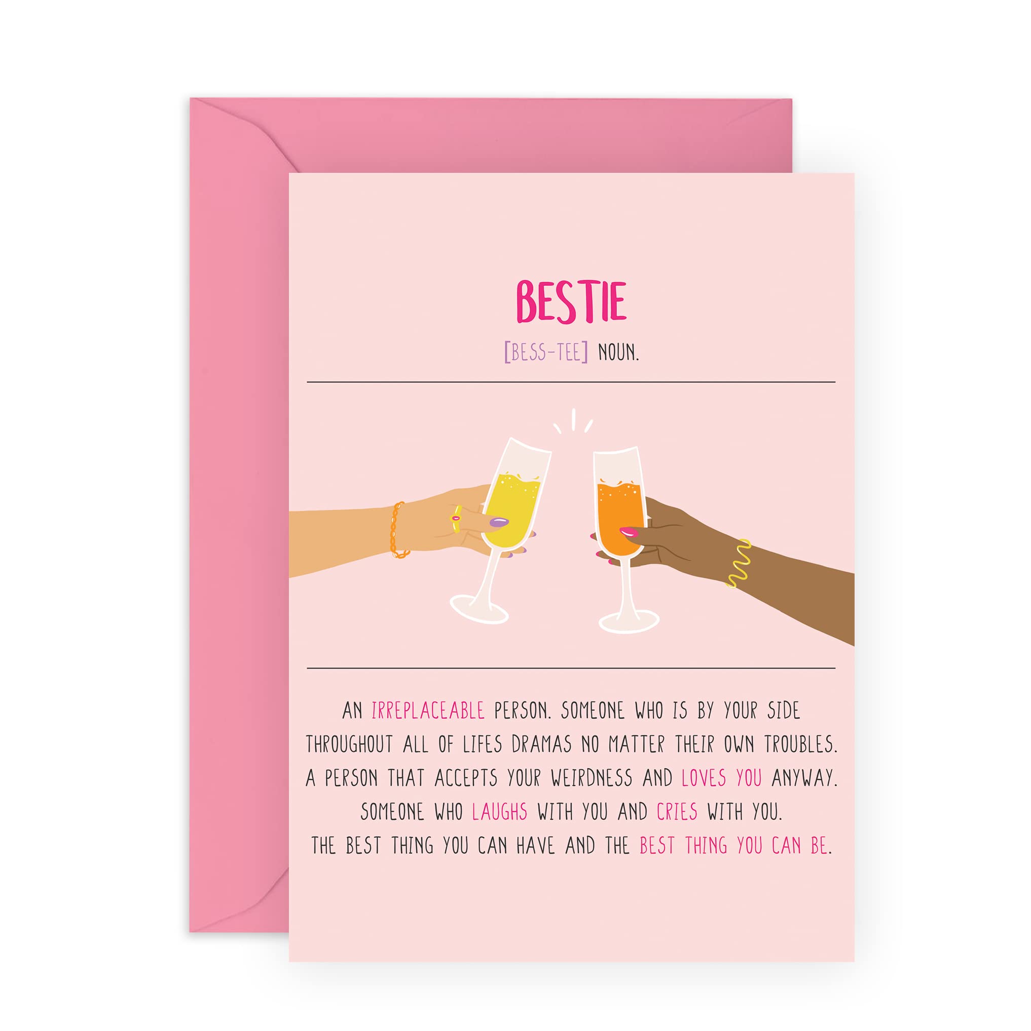 CENTRAL 23 Bestfriend Card - Birthday Card For Best Friend Woman - Bestie Cheers - Friendship Gifts For Women Female - Bff Appreciation Card For Her - Comes With Fun Stickers