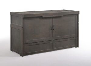 night & day murphy cube queen cabinet bed ready-to-assemble with custom 6" memory foam mattress (stonewash)