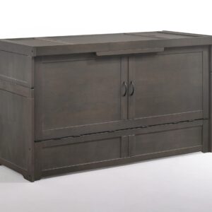 NIGHT & DAY Murphy Cube Queen Cabinet Bed Ready-to-Assemble with Custom 6" Memory Foam Mattress (Stonewash)