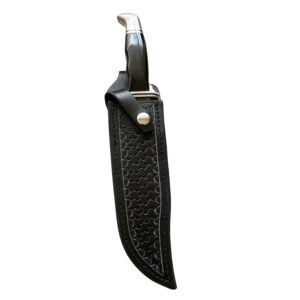 carl thomas leathers custom leather knife sheath fits buck 120 knife, fixed blade knife holder, black, sheath only