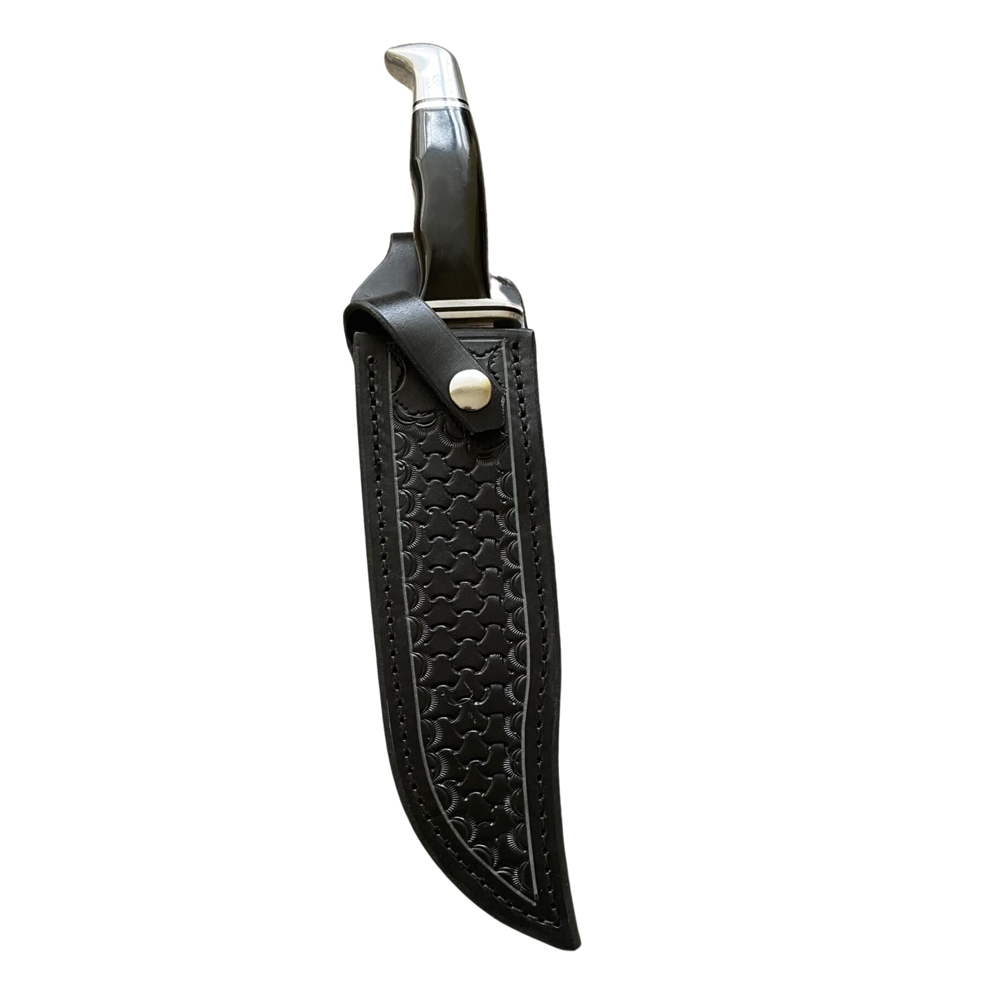 Carl Thomas Leathers Custom Leather Knife Sheath Fits Buck 120 Knife, Fixed Blade Knife Holder, Black, Sheath Only