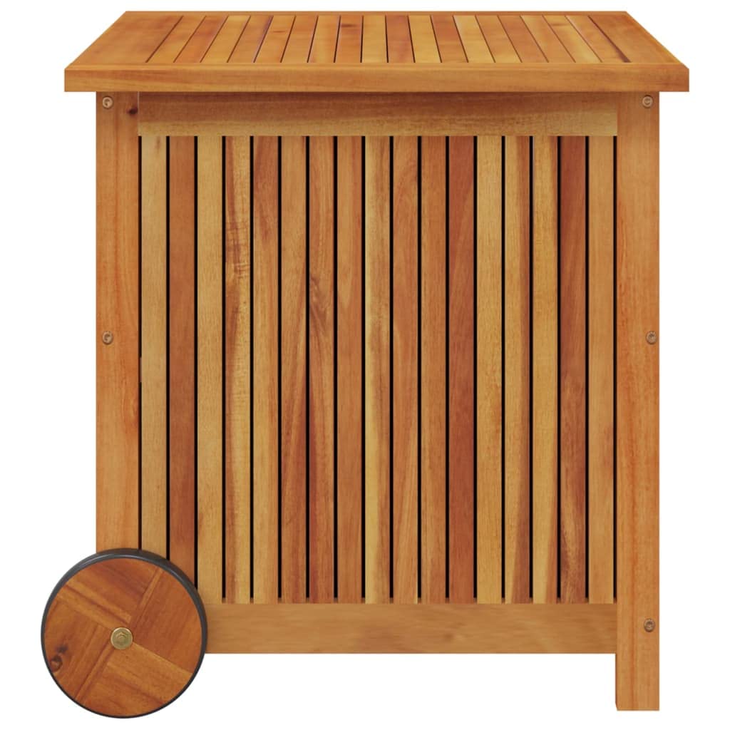 loibinfen Outdoor Storage Box with Wheels, Wooden Patio Deck Box, Outdoor Cushion Storage Container Bin Chest for Patio Cushions, Outdoor Gardening Tools, 23.6"x19.7"x22.8" Solid Wood Acacia