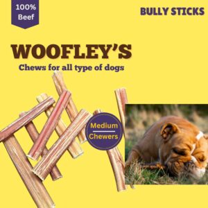 Woofley's 4-5" Bulk Regular Bully Sticks - (50 Count) - Bully Sticks for Dogs - Long Lasting Bully Stick Dog Chews