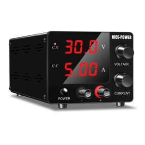 nice-power dc power supply variable, 30v 5a adjustable switching regulated power supply with encoder, upgraded 3-digits led display, mini regulated dc bench power supply