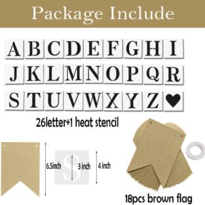 DIY Brown Banner Set, Personalized Banner Party Decorations Supplies Custom Signs, Handwriting Banners Include 26 Letters Stencil