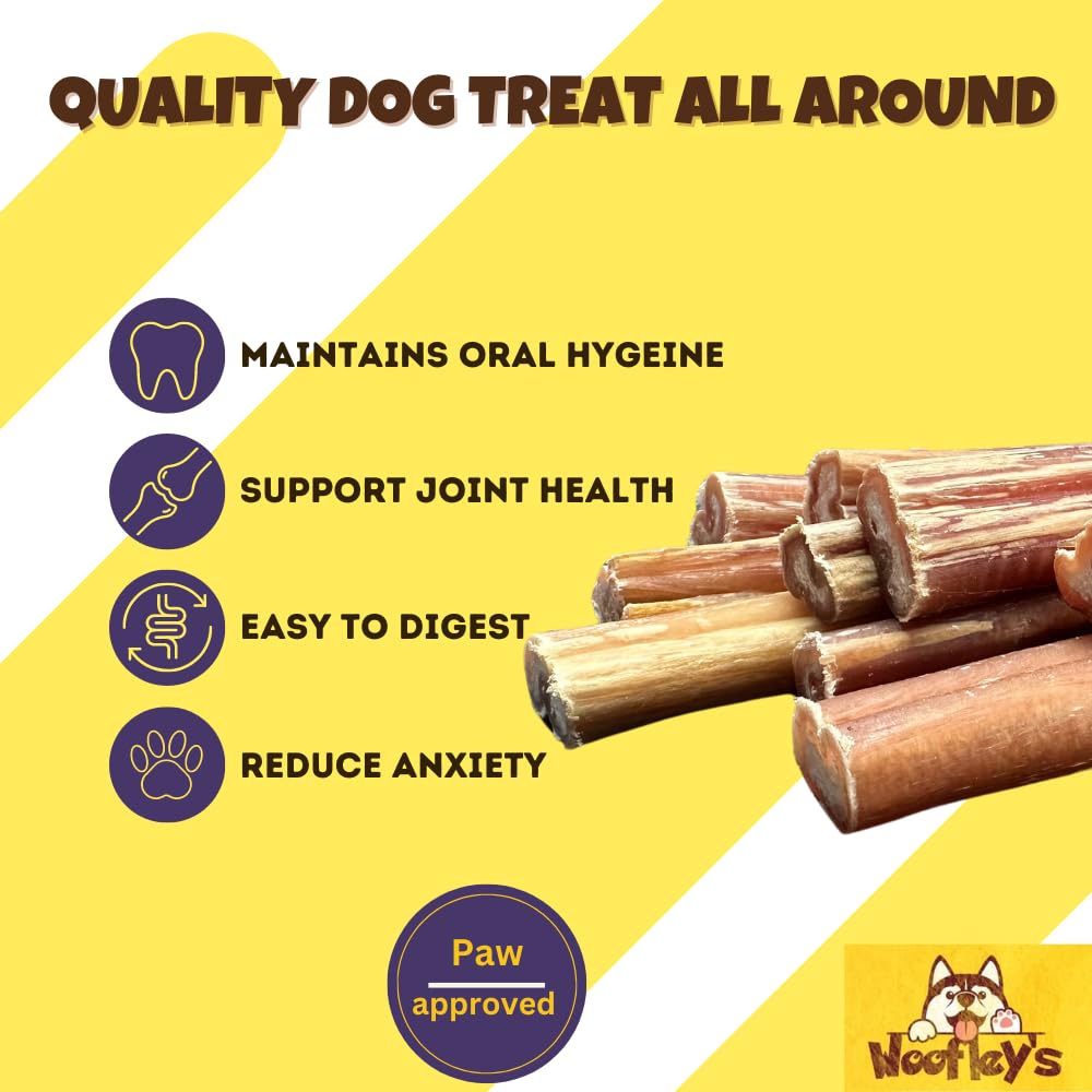 Woofley's 4-5" Bulk Regular Bully Sticks - (50 Count) - Bully Sticks for Dogs - Long Lasting Bully Stick Dog Chews