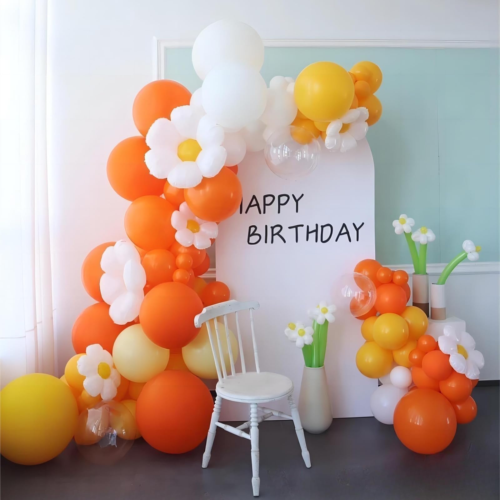 130pcs Orange Balloons Arch Kit, 18" 12" 10" 5" Different Sizes Pack Burnt Orange Latex Balloons Garland for Birthday Graduation Baby Shower Halloween Party Decorations (With 2 Ribbons)