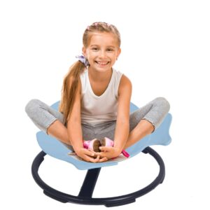 cielsky kids swivel chair, metal base non-slip sit - sensory spinning seat for kids for training body coordination (blue)