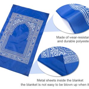 Abiyou 1 Piece Prayer Mat, Musilm Prayer Mat, Polyester Prayer Rug, Portable Travel Prayer Mat, Travel Prayer Rug with Compass, for Muslim Prayer, Ramadan(Blue, 60CMx100CM)