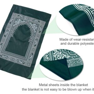 Abiyou 1 Piece Prayer Mat, Musilm Prayer Mat, Polyester Prayer Rug, Portable Travel Prayer Mat, Travel Prayer Rug with Compass, for Muslim Prayer, Ramadan(Green, 60CMx100CM)