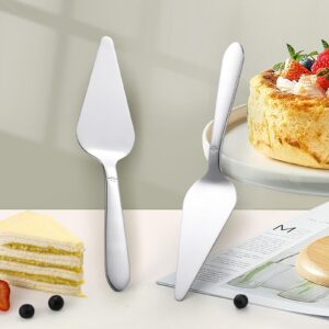 Amrules Cake Server, Wedding Cake Cutting Set 2 Piece Cake Cutter, Durable Stainless Steel Pie Server with Smooth Edge and Exquisite Pattern Design for Pastry Pizza Dessert, Silver