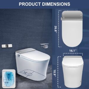 ZMJH 171 Smart Toilet with Bidet Built in, One Piece Elongated Toilet, Dryer and Warm Water, Heated Seat, Auto Open/Close Lid, Auto Flush, Soft Close Seat, Remote Control