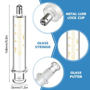 TrelaCo 4 Pack 20ml Reusable Glass Syringe with No Needle, Measurement and Dispensing Syringe Tools for Liquid Measuring, Feeding Pets, Oil or Glue Applicator