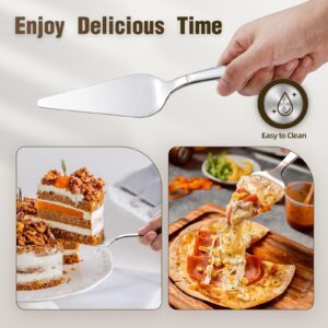 Amrules Cake Server, Wedding Cake Cutting Set 2 Piece Cake Cutter, Durable Stainless Steel Pie Server with Smooth Edge and Exquisite Pattern Design for Pastry Pizza Dessert, Silver