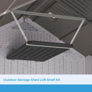 Suncast Outdoor Storage Shed Loft Shelf Kit, Space-Saving Hanging Shelf for Outdoor Storage Sheds, 45" W x 24" D x 1.5" H, Black