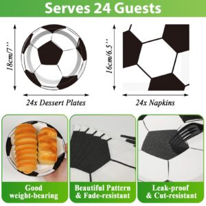 Soccer Party Supplies Serves 24 Soccer Party Paper Plates Napkins Soccer Disposable Tablecloth Set Tableware Kit for Birthday Party Boys Girls Baby Shower