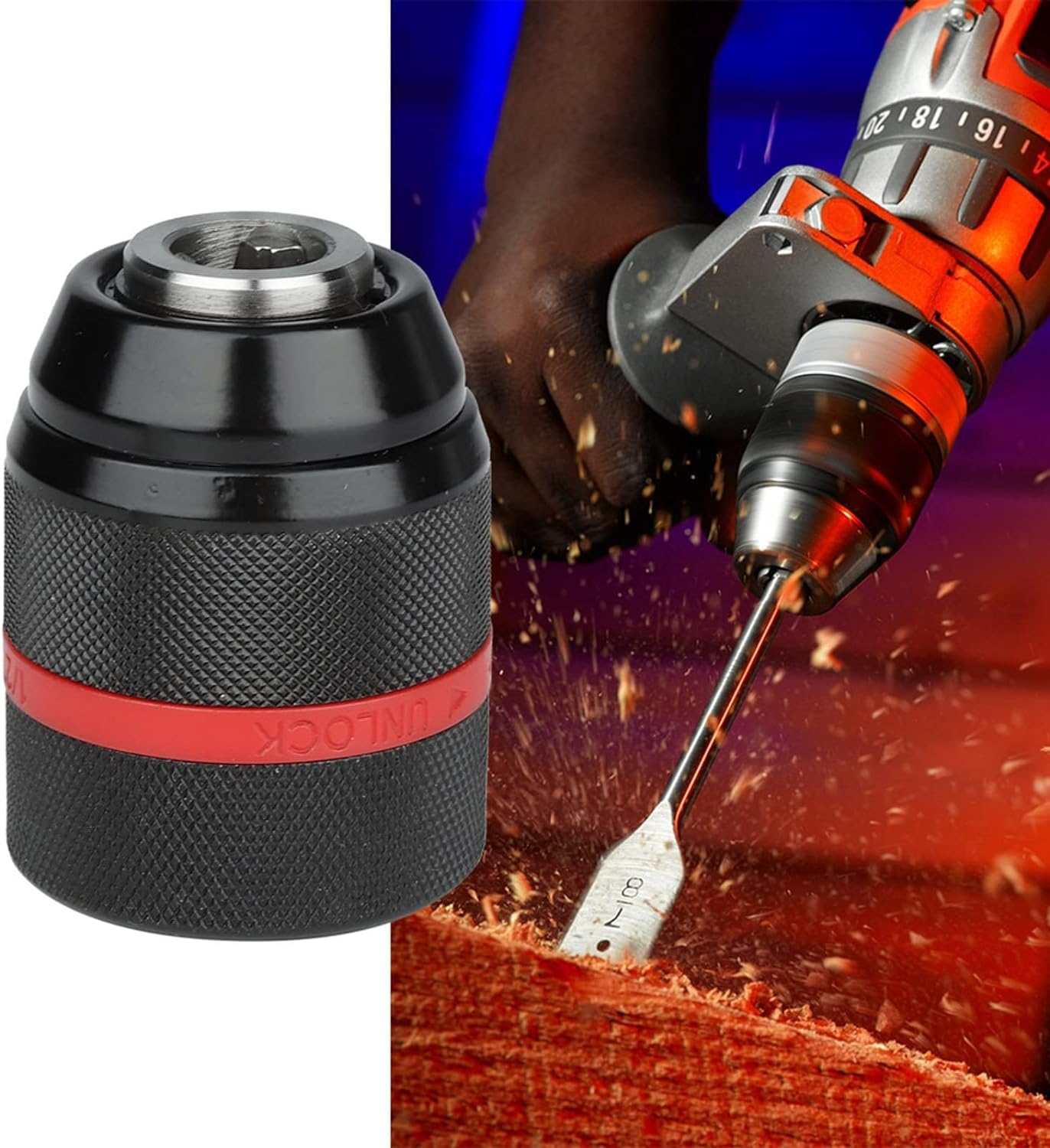 Keyless Hand Drill Chuck, for Milwaukee M18, 1/2-20UNF Mount 2~13mm Self-tighten Drill Chuck for Hand Drill Impact Driver Power Drill ﻿