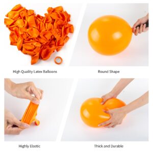 130pcs Orange Balloons Arch Kit, 18" 12" 10" 5" Different Sizes Pack Burnt Orange Latex Balloons Garland for Birthday Graduation Baby Shower Halloween Party Decorations (With 2 Ribbons)