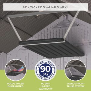 Suncast Outdoor Storage Shed Loft Shelf Kit, Space-Saving Hanging Shelf for Outdoor Storage Sheds, 45" W x 24" D x 1.5" H, Black