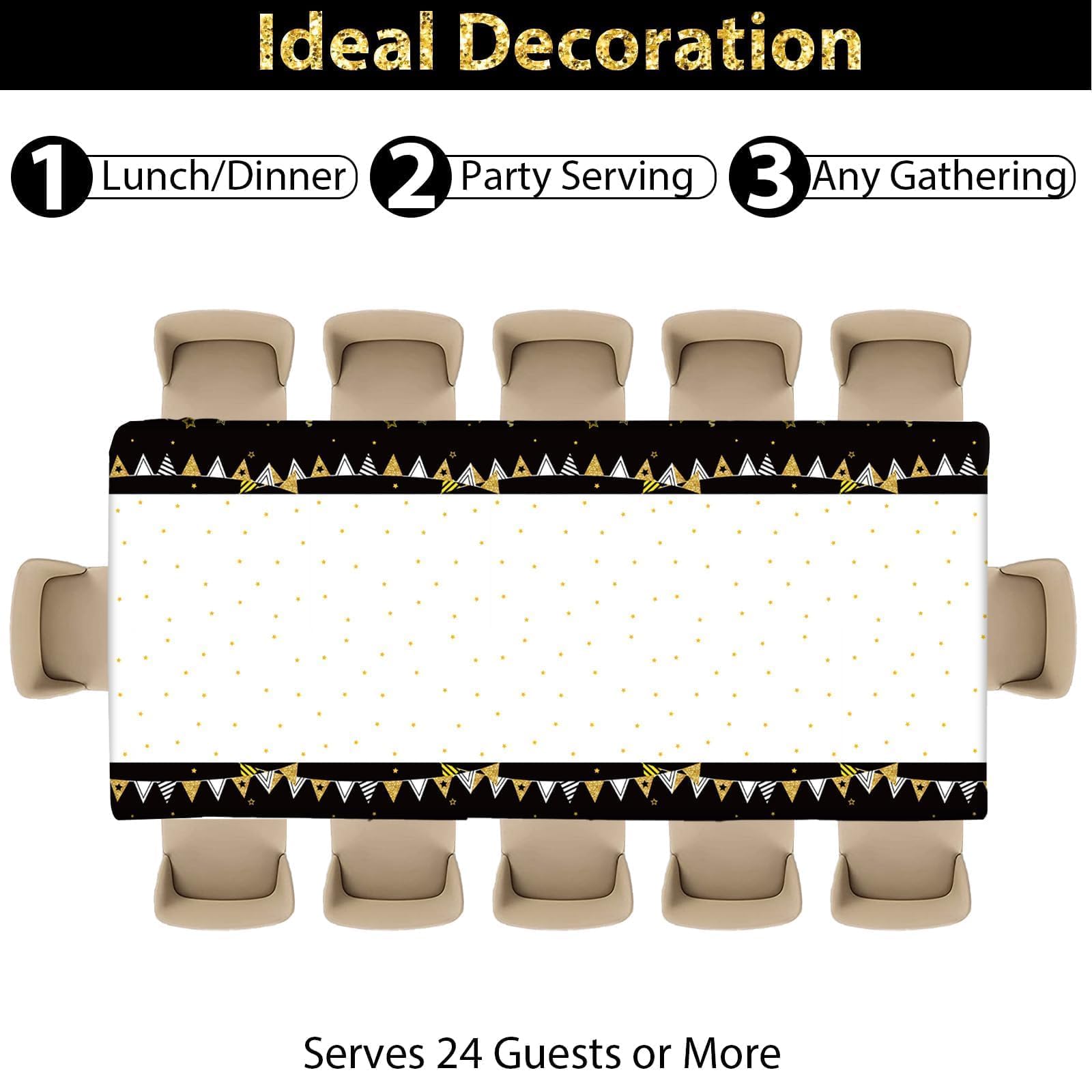 50th Birthday Party Supplies Serves 24 Black and Gold 50 Years Old Party Paper Plates Napkins Cheers to 50 Years Tablecloth Set Tableware Kit for Man Retirement Graduation