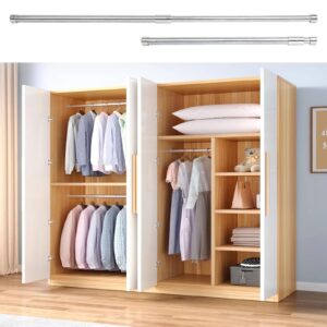 Adjustable Closet Rod,Susenya Closet Rod for Hanging Clothes 16-26 inch,Stainless Steel,Silver -Pack of 1