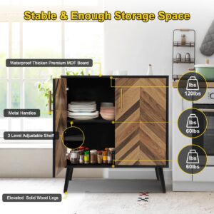 SIHANM Black Storage Cabinet 2 Doors - Modern Accent Cabinet Free Standing Sideboard Buffet Cabinet with Shelves, Wood Small Storage Cabinet for Living Room Kitchen Hallway Entryway