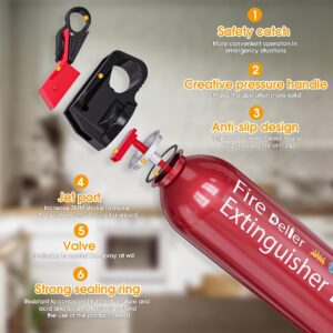 4 * 620ml Fire Extinguisher for Vehicle, Water-Based Car Fire Extinguisher, Fire Extinguishers for Home Truck Boat Kitchen Emergency Supplies