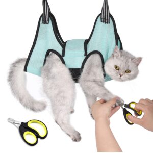 jdmycycqxf cat grooming hammock harness, cat holder for grooming with cat nail clippers/trimmer,nail file (size:xs)