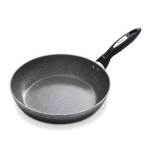 bakeley nonstick frying pan with granite coating, 10" aluminium skillets oven & dishwasher safe, ideal for omelettes & easy cleaning