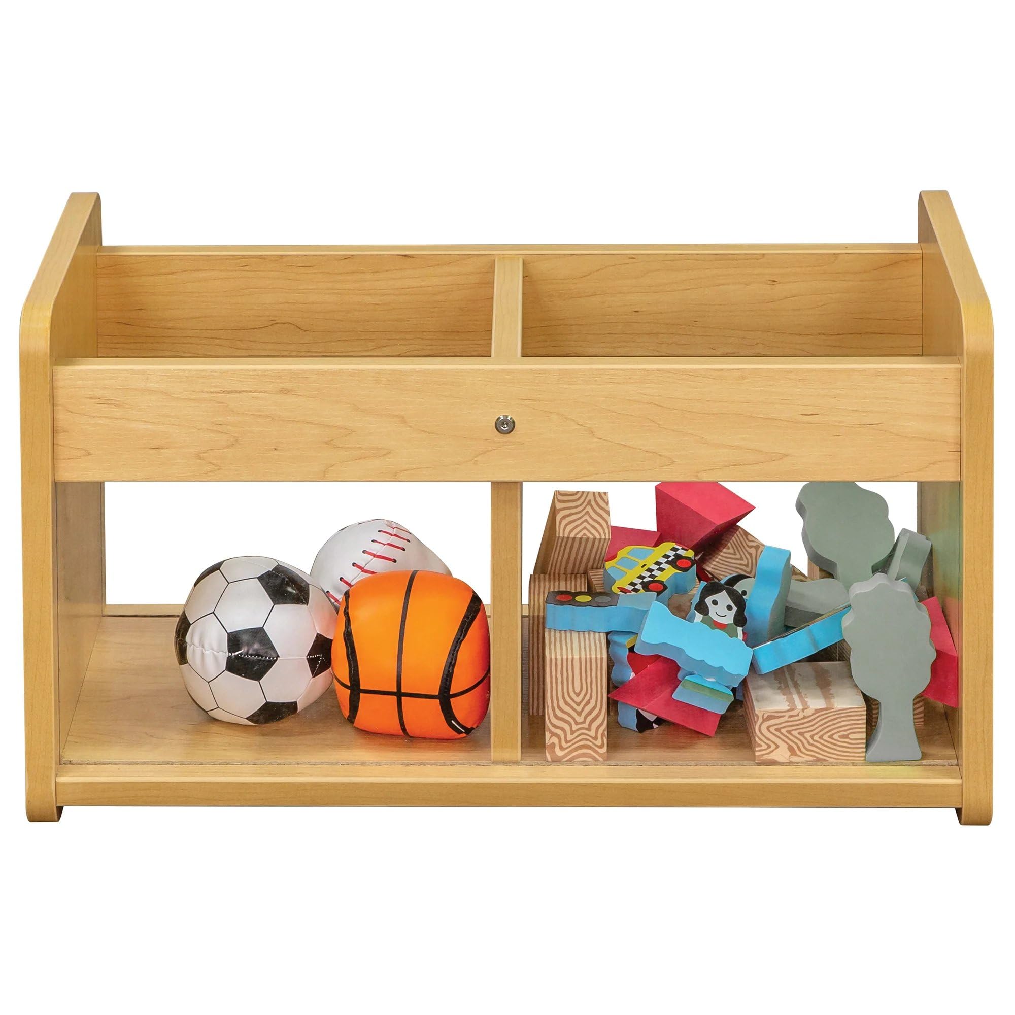 Tot Mate Kid's Book & Toy Storage Organizer, Wooden Cabinet Shelves, Cubby, Toy Shelf, Children's Bookcase for Playroom, Preschool or Classroom, Maple, 24" W x 14" H, Ready-to-Assemble