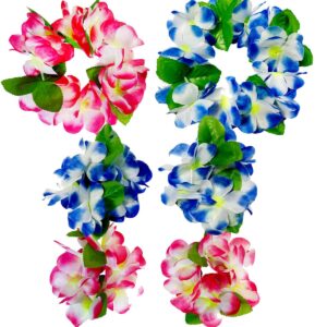 8PCS Hawaiian Leis Luau Party Decorations Tropical Party Favors Lei Hawaiian Flower Perfect for Hawaiian Luaus Party Birthday Party Favors.